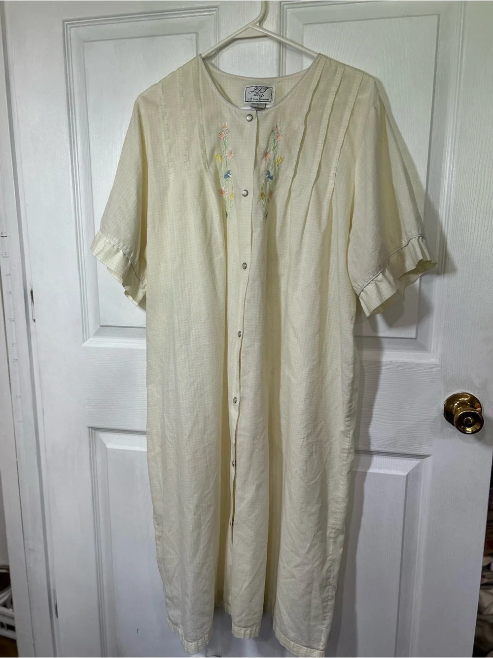 JIT Sleep Collection XL Floral Embroidered Yellow Gingham Nightgown